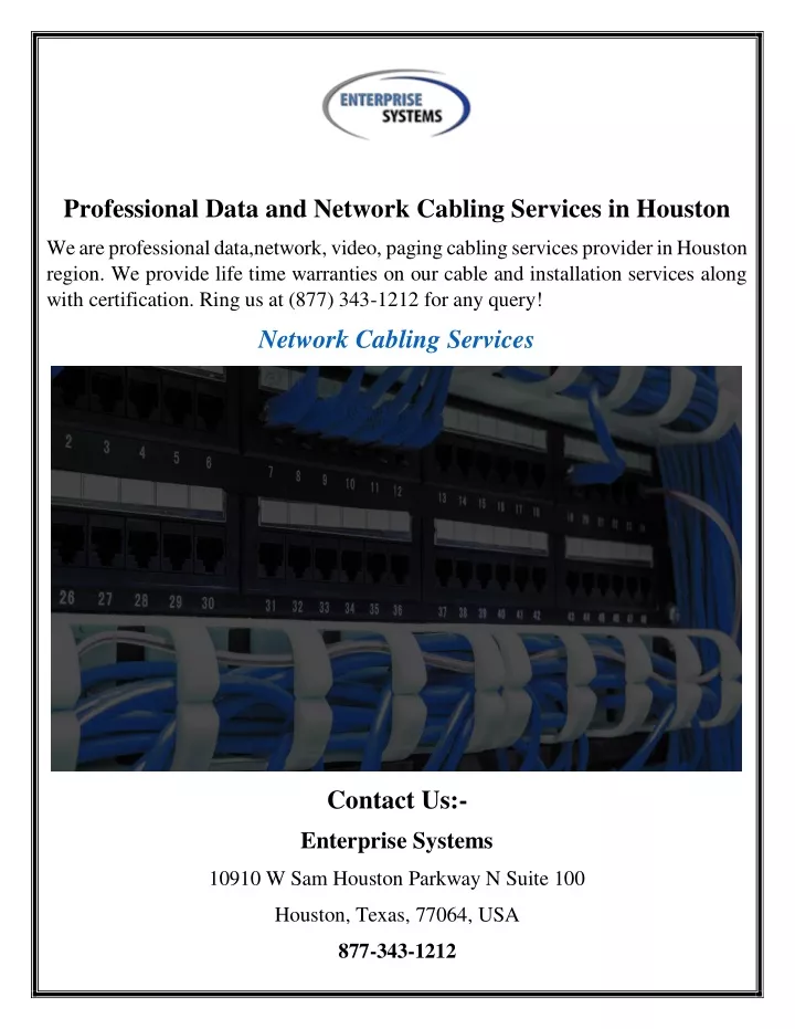 professional data and network cabling services