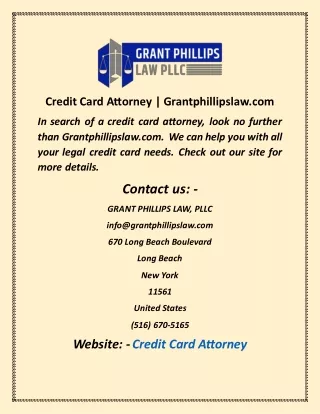 Credit Card Attorney  Grantphillipslaw com
