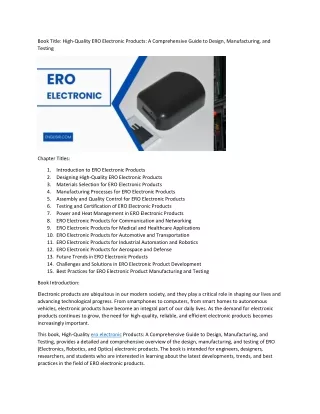 High-Quality ERO Electronic Products: A Comprehensive Guide to Design, Manufactu