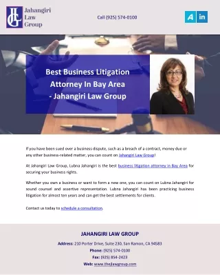 Best Business Litigation Attorney In Bay Area - Jahangiri Law Group