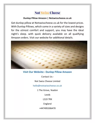 Dunlop Pillow Amazon  Notswisscheese.co.uk