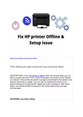 What are the steps to resolve the issue of hp printer offline?