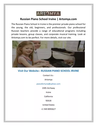 Russian Piano School Irvine  Artomya.com.
