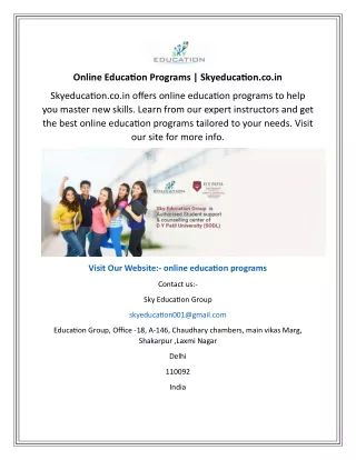 Online Education Programs  Skyeducation.co.in