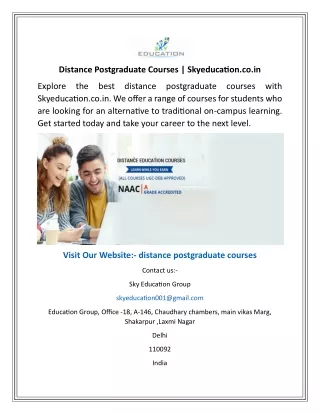 Distance Postgraduate Courses  Skyeducation.co.in