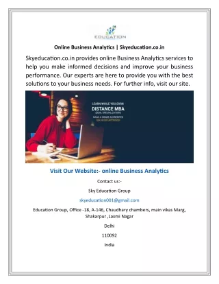 Online Business Analytics  Skyeducation.co.in
