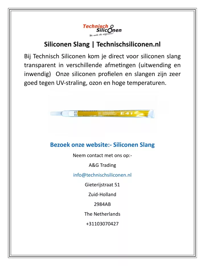 siliconen slang technischsiliconen nl