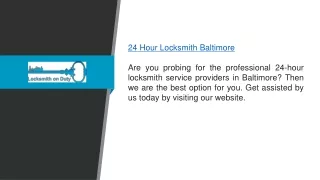 24 Hour Locksmith Baltimore  Locksmithonduty.com