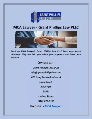MCA Lawyer  Grant Phillips Law PLLC