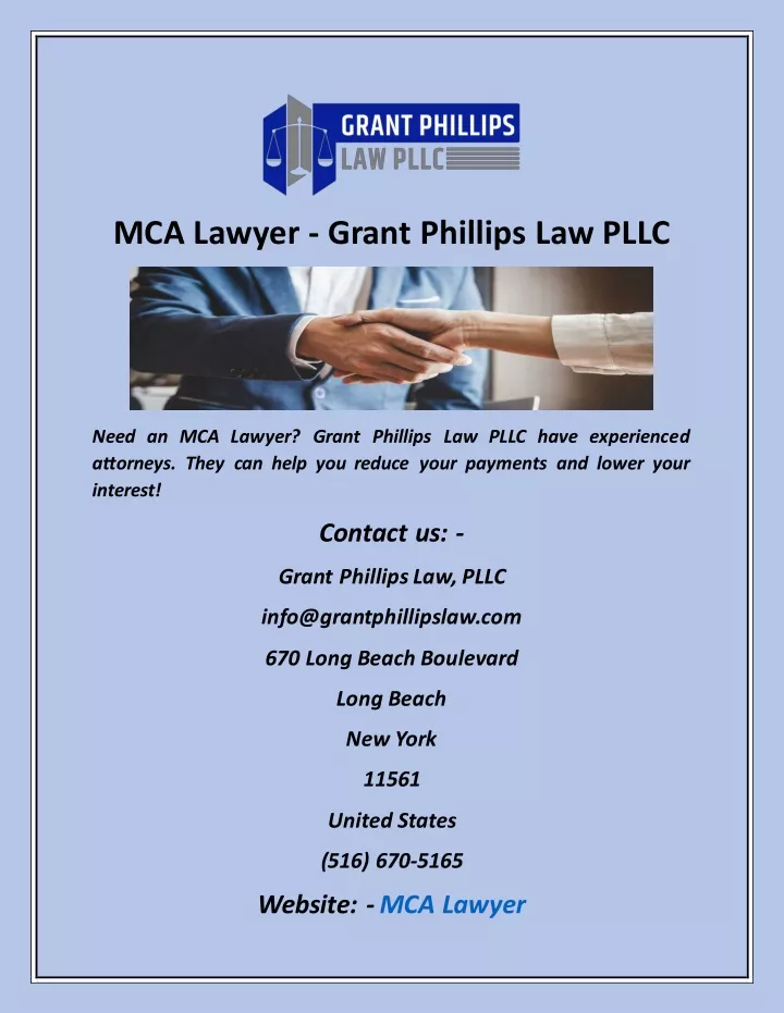 mca lawyer grant phillips law pllc