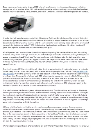 Dtg Printers T-shirt Printing Machine