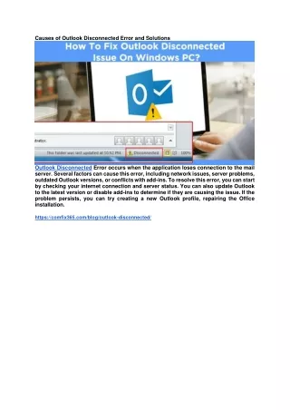 Causes of Outlook Disconnected Error and Solutions