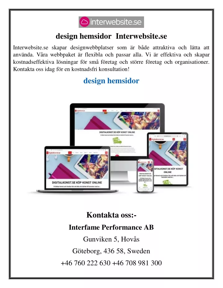 design hemsidor interwebsite se