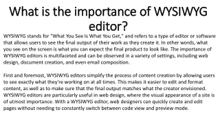 what is the importance of wysiwyg editor