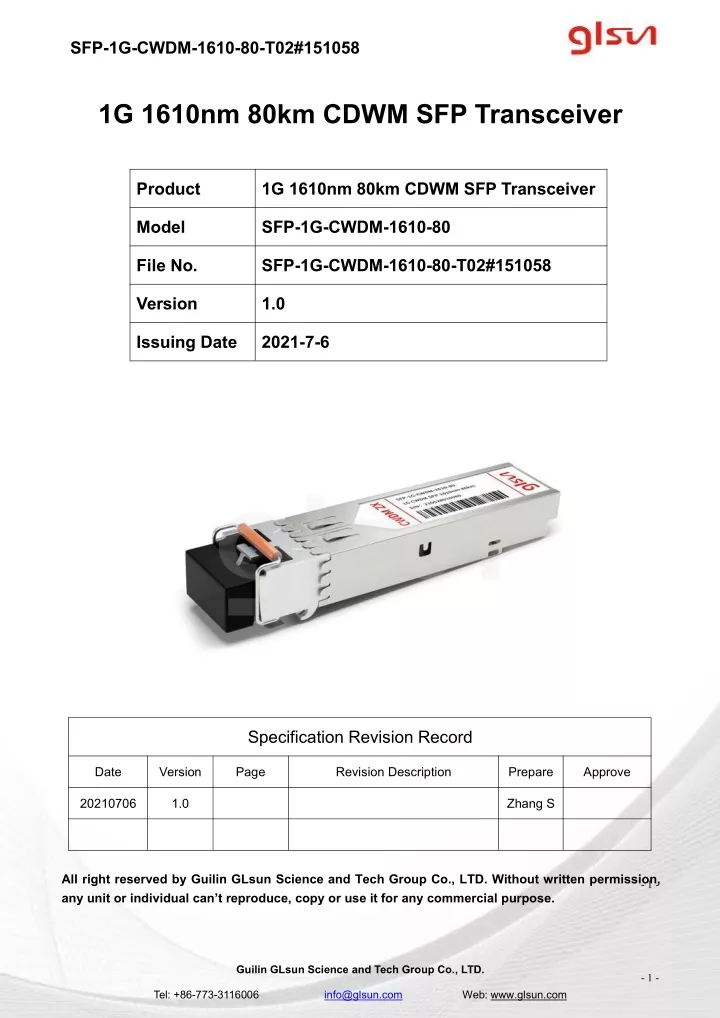 sfp 1g cwdm 1610 80 t02 151058