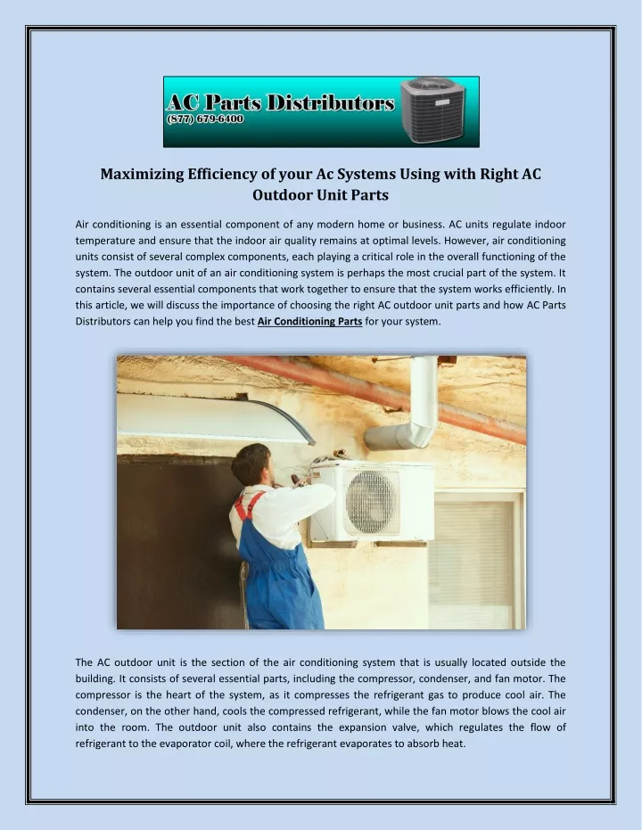 maximizing efficiency of your ac systems using