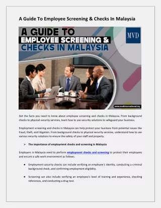 A Guide To Employee Screening & Checks In Malaysia