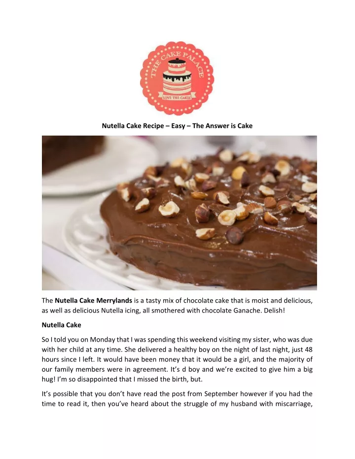 nutella cake recipe easy the answer is cake