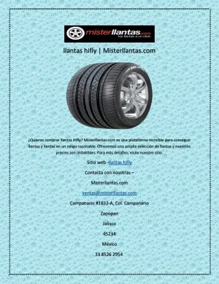 llantas hifly | Misterllantas.com