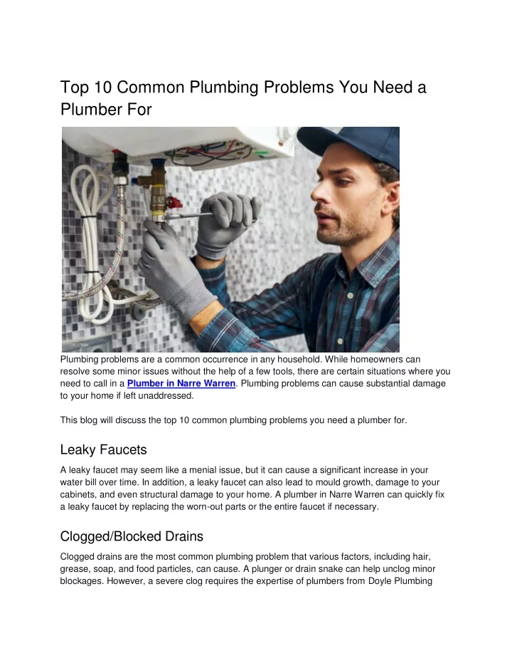 PPT - Top 10 Common Plumbing Problems You Need A Plumber For PowerPoint ...