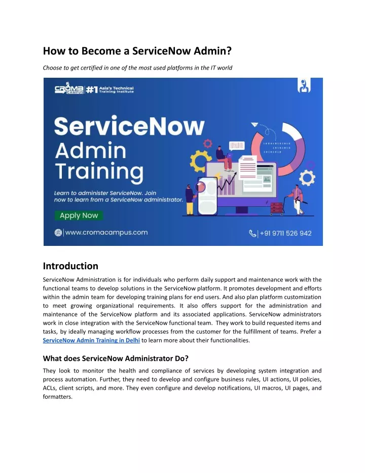 how to become a servicenow admin