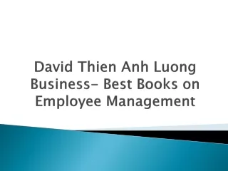 David Thien Anh Luong Business- Best Books on Employee Management