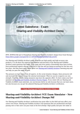 Latest Salesforce - Exam Sharing-and-Visibility-Architect Demo