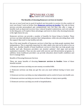the benefits of choosing homecare services