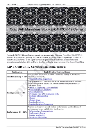 Quiz SAP Marvelous Study E-C4HYCP-12 Center
