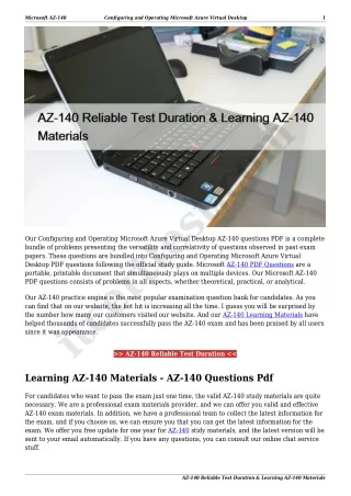 AZ-140 Reliable Test Duration & Learning AZ-140 Materials