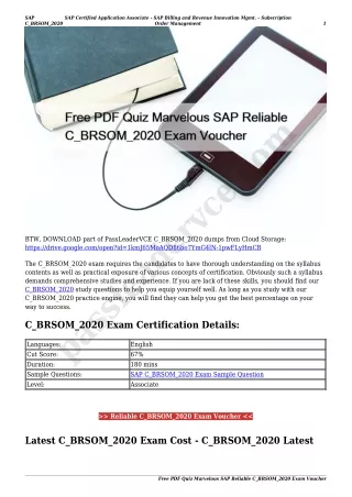 Free PDF Quiz Marvelous SAP Reliable C_BRSOM_2020 Exam Voucher