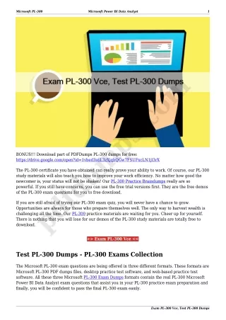 Exam PL-300 Vce, Test PL-300 Dumps