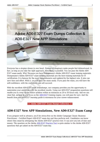 Adobe AD0-E327 Exam Dumps Collection & AD0-E327 New APP Simulations