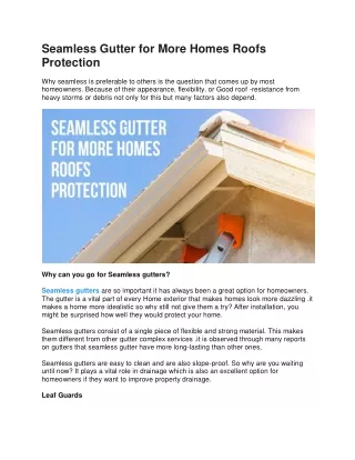 Seamless Gutter For More Homes Roofs Protection