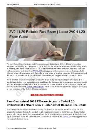 2V0-41.20 Reliable Real Exam | Latest 2V0-41.20 Exam Guide