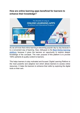 how are online learning apps beneficial