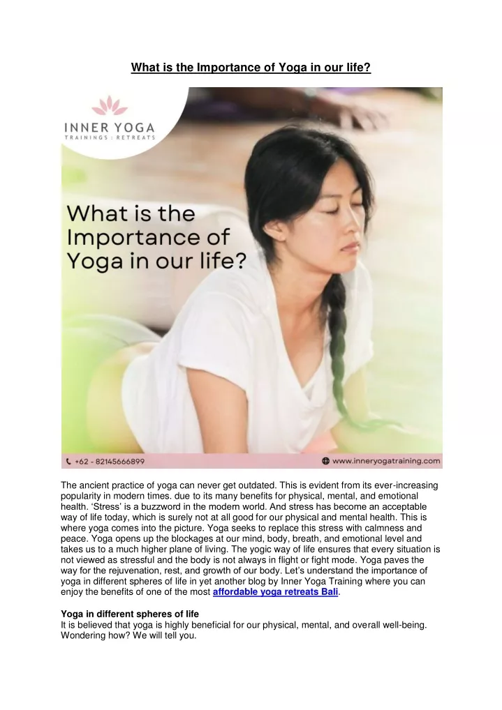 what is the importance of yoga in our life