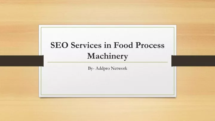 seo services in food process machinery