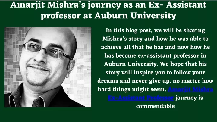 amarjit mishra s journey as an ex assistant