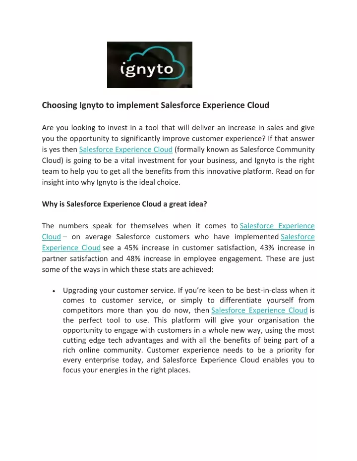 choosing ignyto to implement salesforce