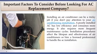 Important Factors To Consider Before Looking For AC Replacement Company