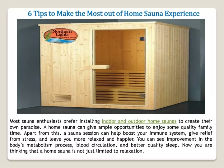 6 tips to make the most out of home sauna