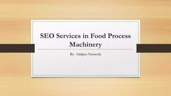 seo services in food process machinery