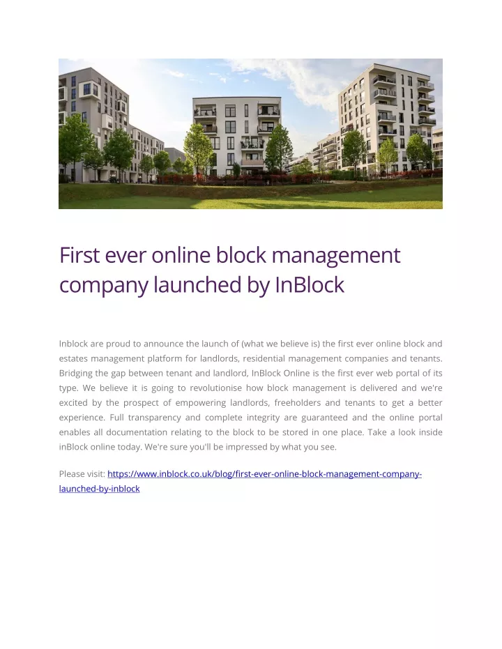 first ever online block management company