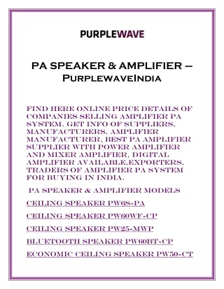 PA SPEAKER & AMPLIFIER – PurplewaveIndia