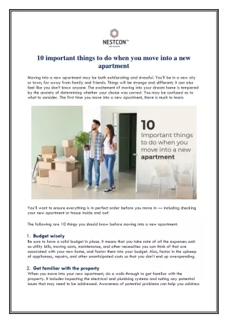 10 important things to do when you move into a new apartment