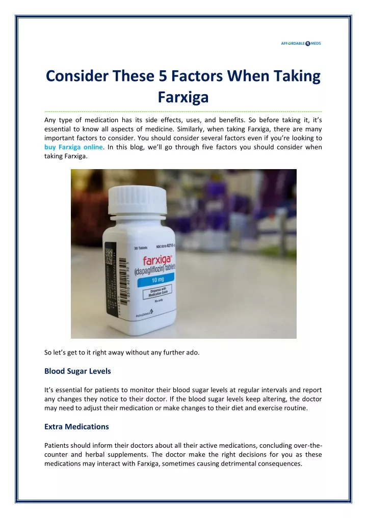 consider these 5 factors when taking farxiga