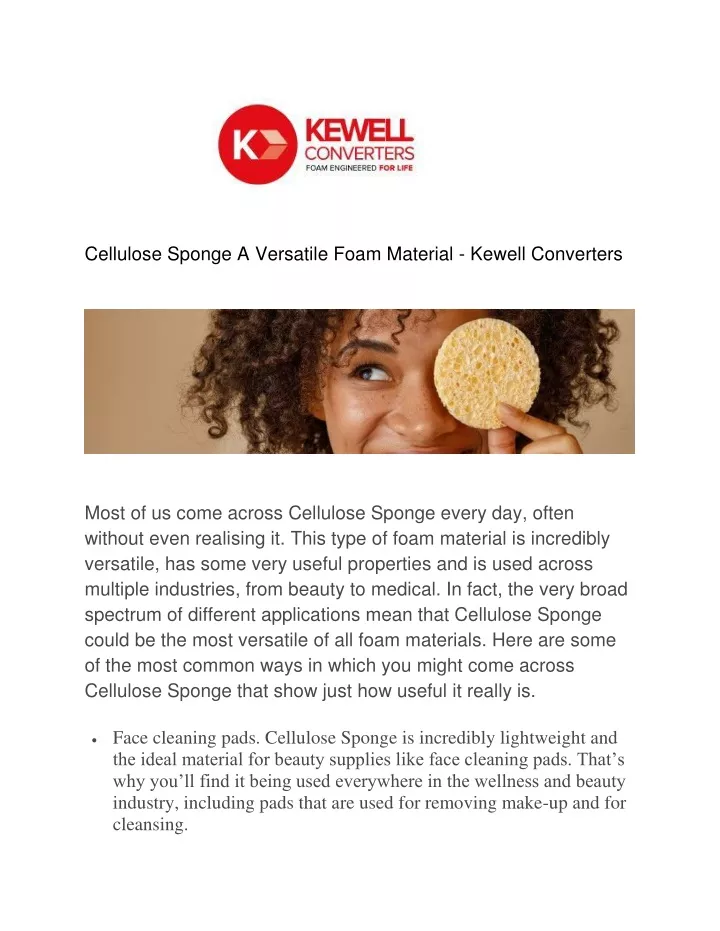 cellulose sponge a versatile foam material kewell