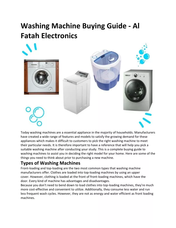 washing machine buying guide al fatah electronics