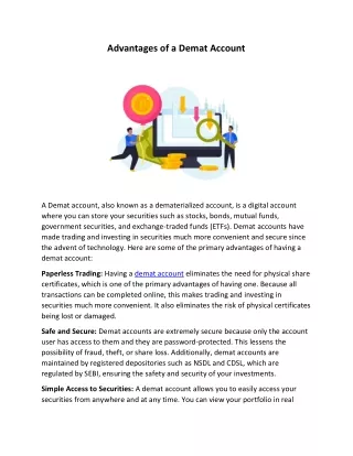 Advantages of a Demat Account